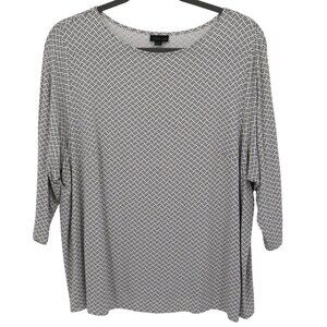 J. Jill Tunic Top Women‎ 3X White Preppy Mod Basic Classic Simple Modern Career